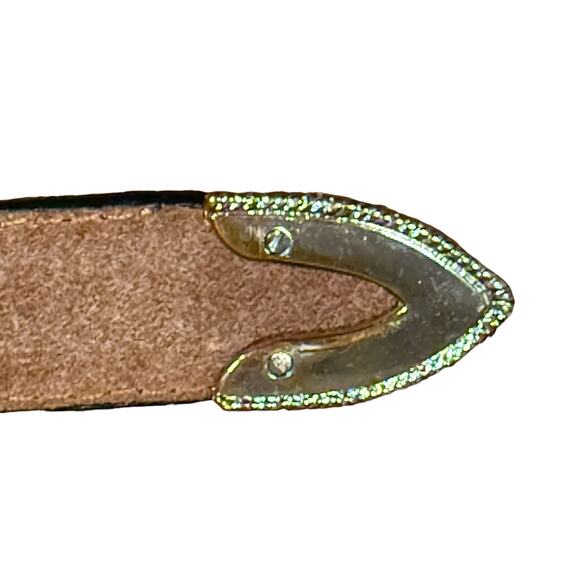 Ranger Belt Co Basket Weave Hair On Hide Studded Brown Leather Belt No Buckle 32